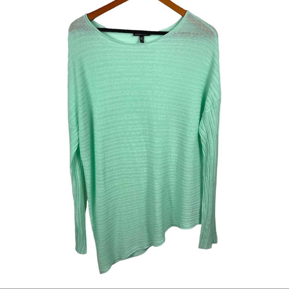❗️Eileen Fisher Knit Top Sweater Long Sleeve Mint Green Career Large Tencel